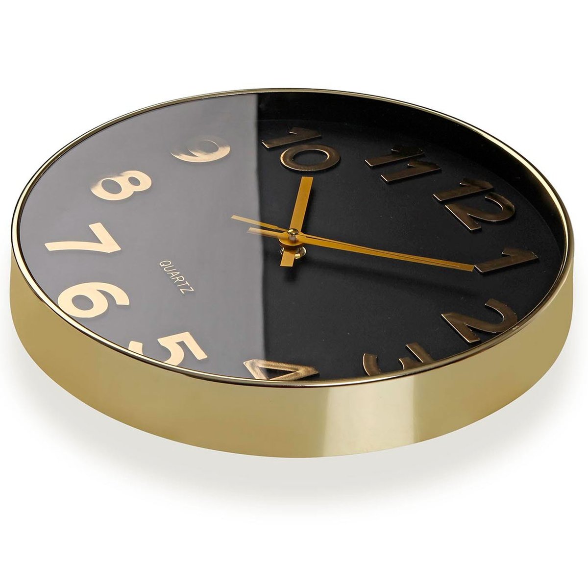 Horloge murale ronde métal noir et doré 30x30x4cm noir, WADIGA