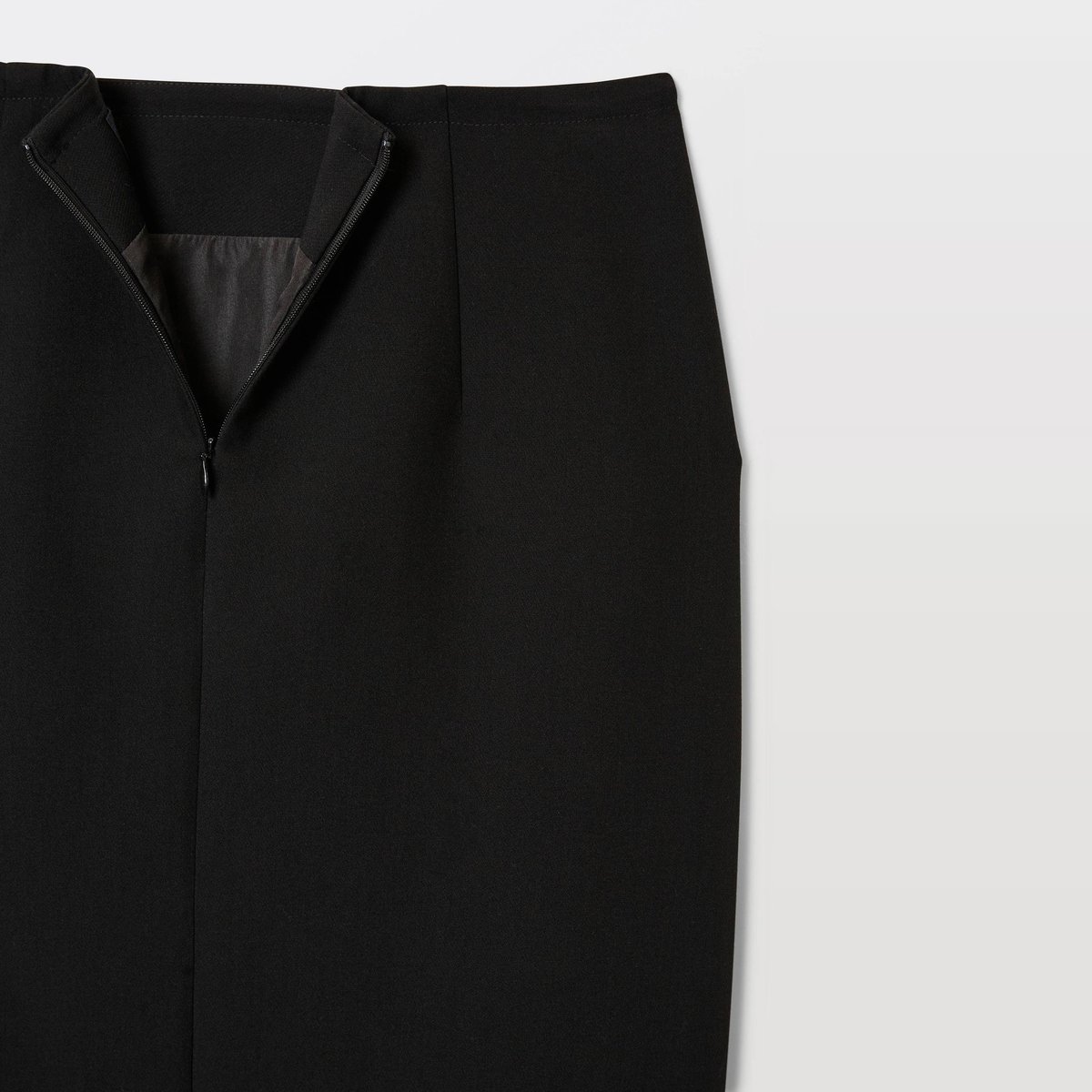Jupe midi unie noir, MONOPRIX