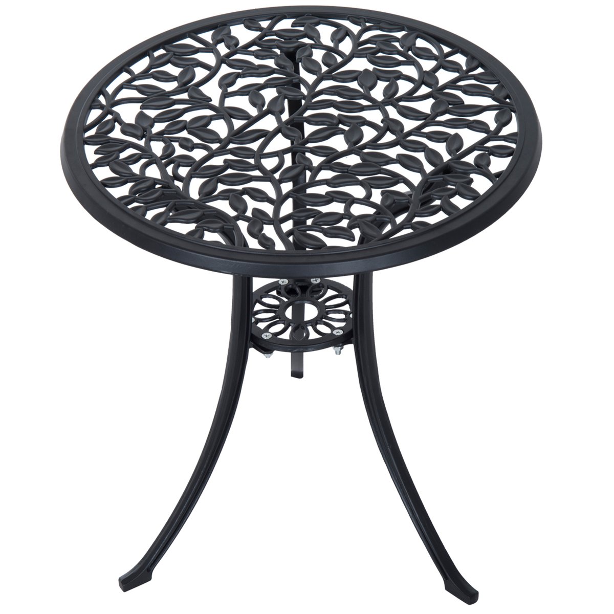 Ensemble salon de jardin 2 places avec table ronde style rétro fonte alu noir noir, OUTSUNNY