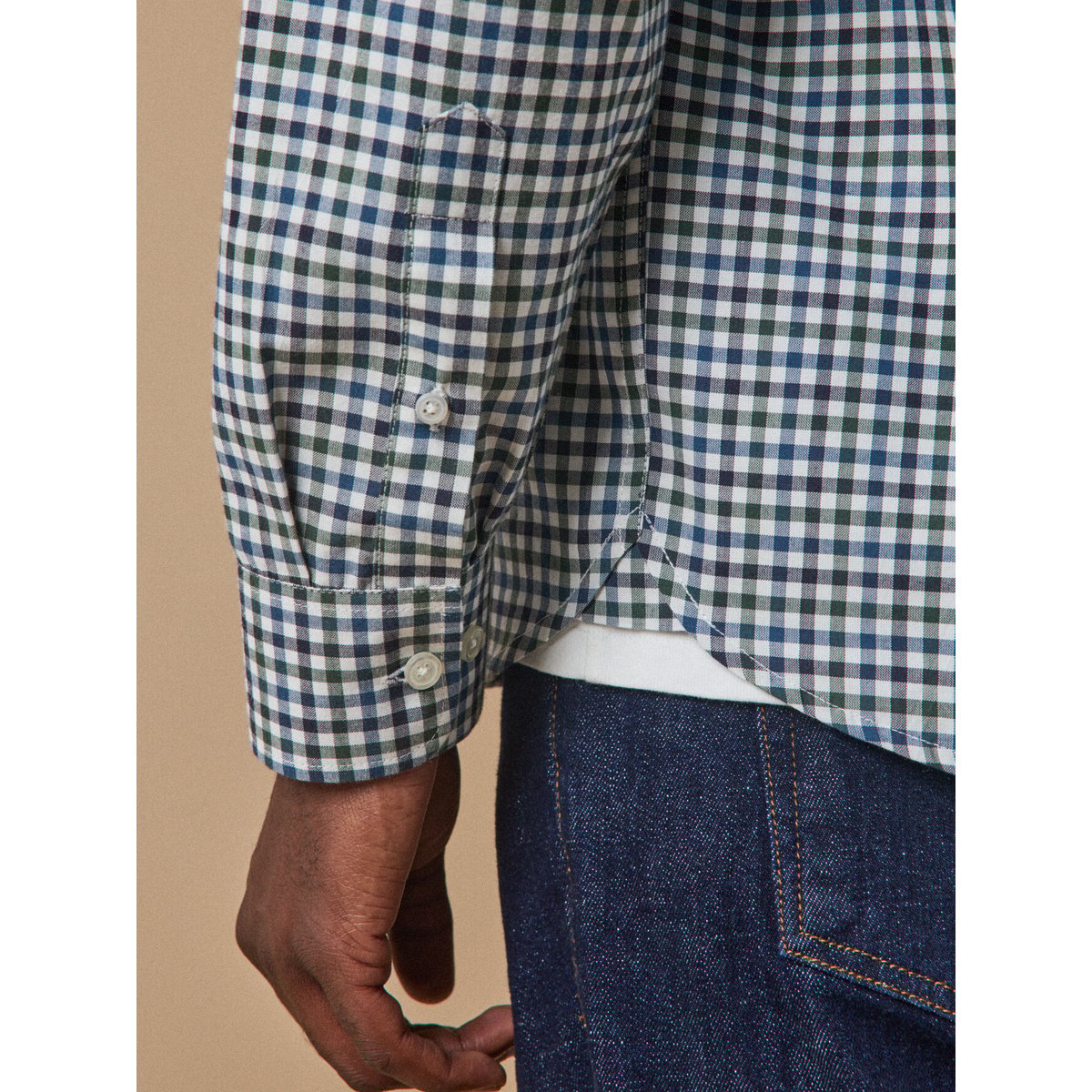 Chemise oxford carreaux coupe contemporaine carreaux bleu/vert, CYRILLUS