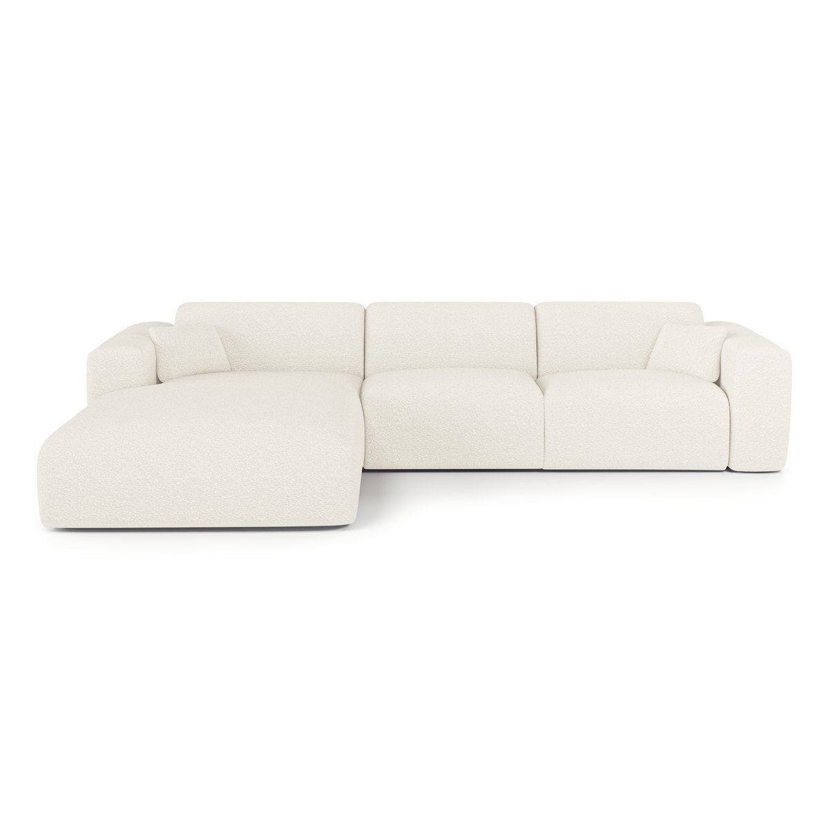 Canapé angle gauche convertible 5 places en tissu bouclette MYRA crème, SIA HOME