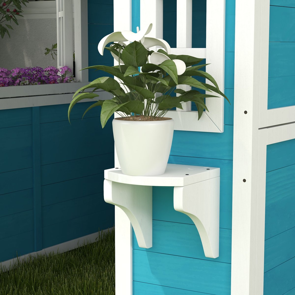 Maisonnette pour enfants Bois massif Bleu bleu, OUTSUNNY