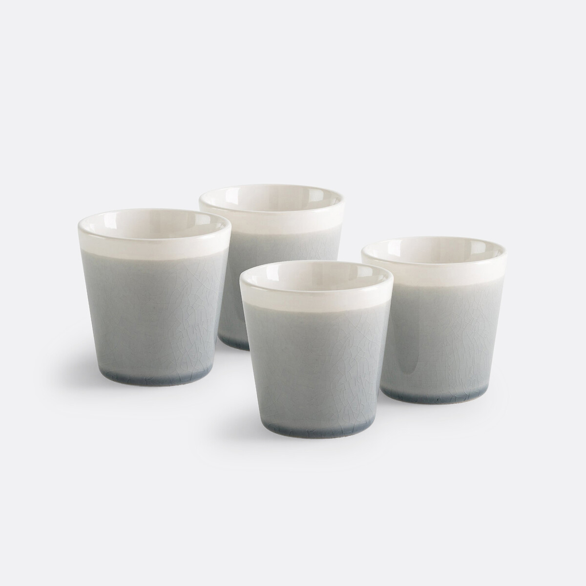 Lot 4 tasses à café craquelées, GOGAIN bleu grisé, LA REDOUTE INTERIEURS