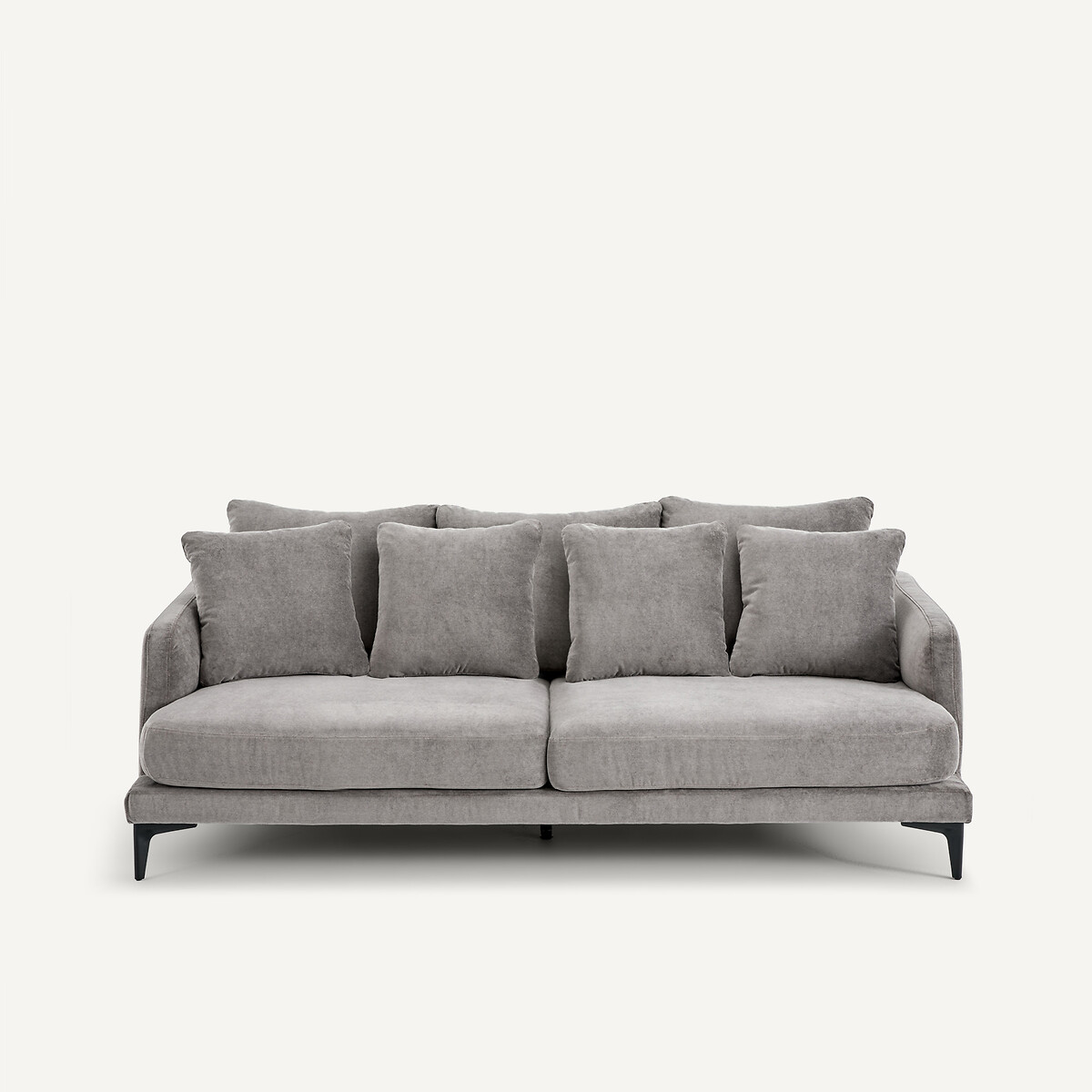 Canapé droit, 3 ou 4 places en velours stone, MODERNISTE gris souris, EMMANUEL GALLINA X AM.PM