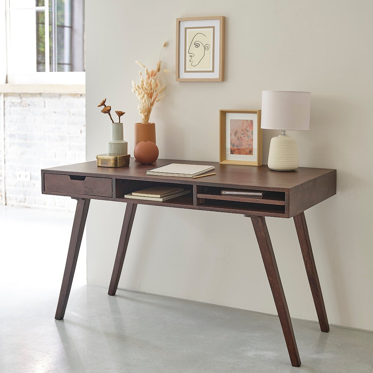 Bureau en bois de manguier 120 cm BRUNE marron, BERAH GETAH