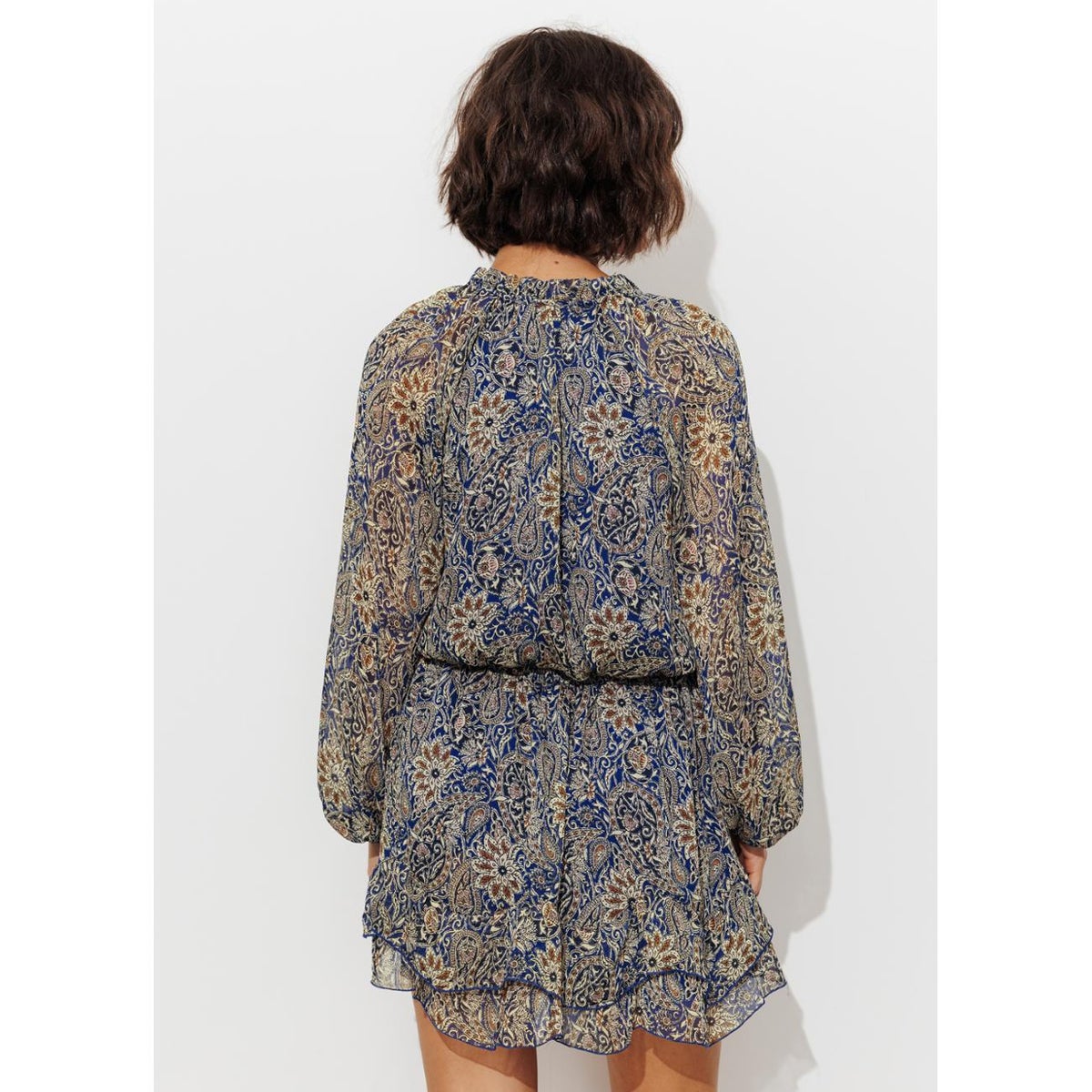 Robe courte imprimée imprimé bleu, PROMOD