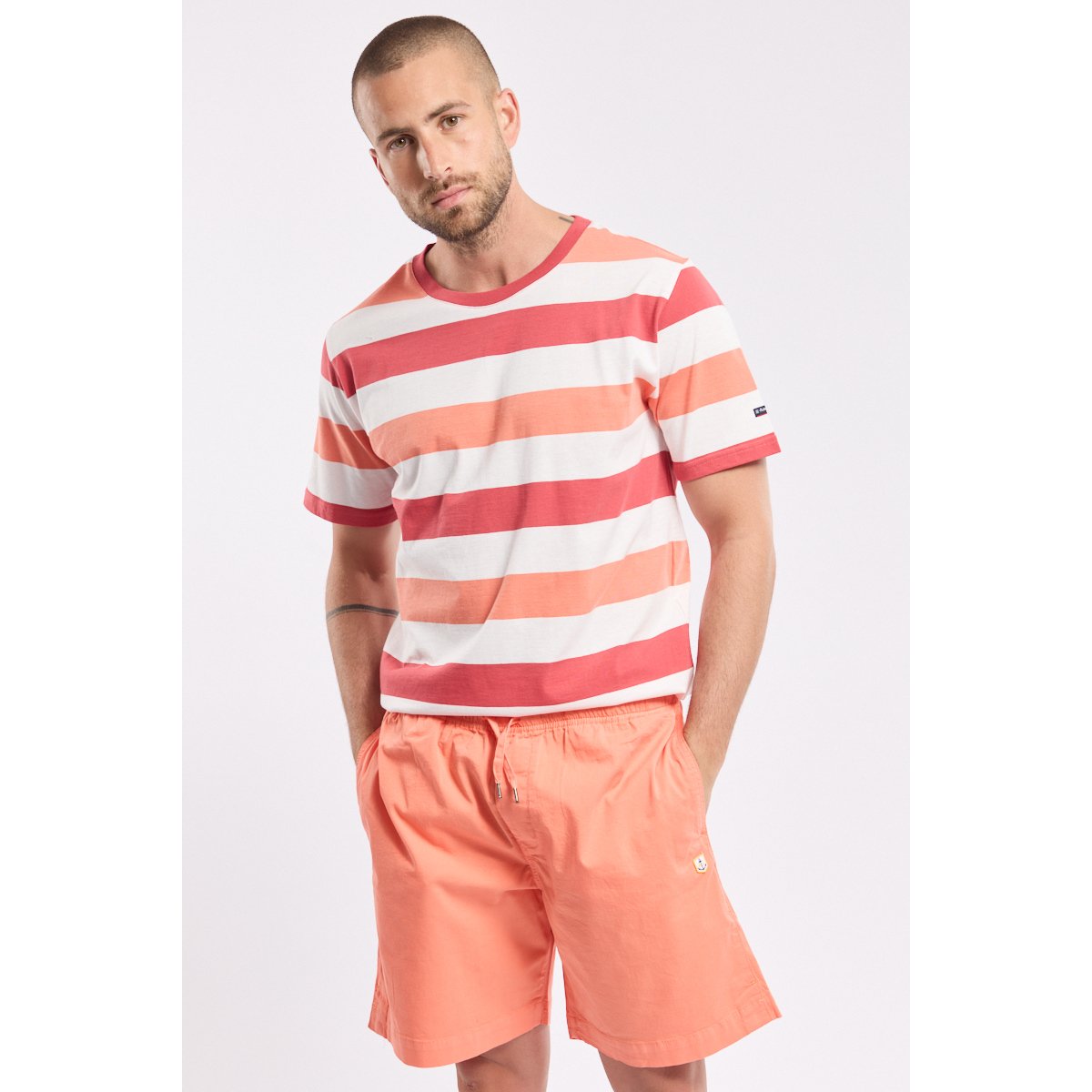 Short taille élastique en coton coral e24, ARMOR-LUX