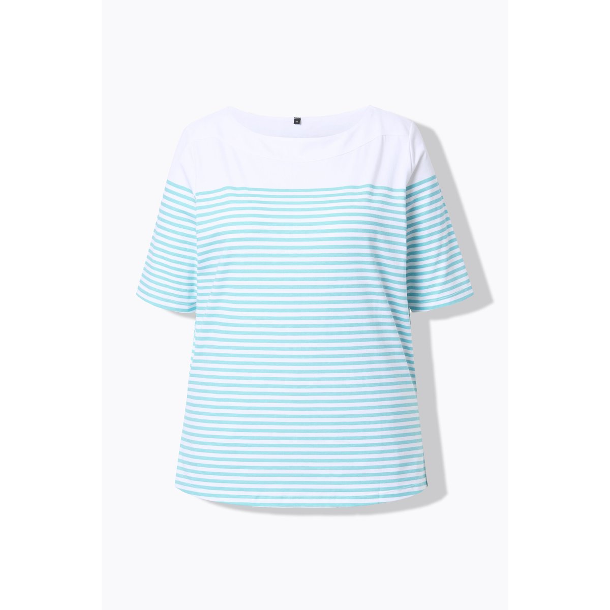 Marinière à manches courtes. Encolure bateau turquoise clair, ULLA POPKEN