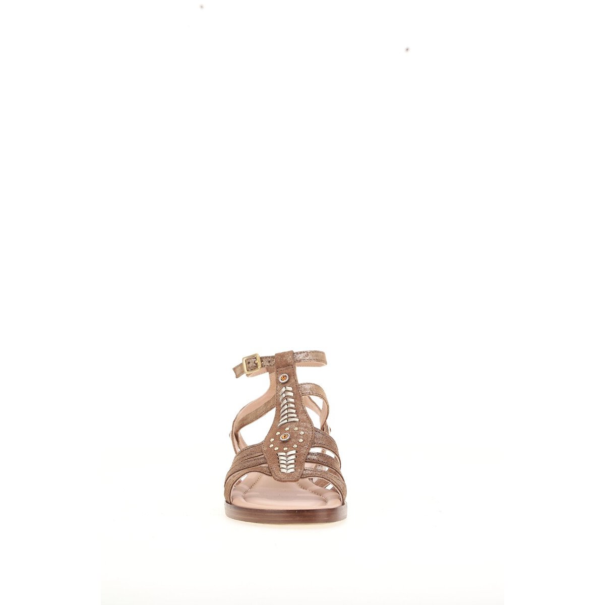 Leather Flat Sandals tobacco, MJUS