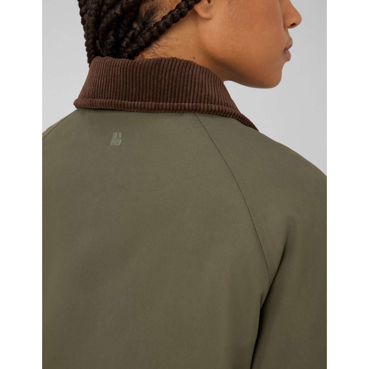 Veste avec col velours cotelé vert kaki, BZB