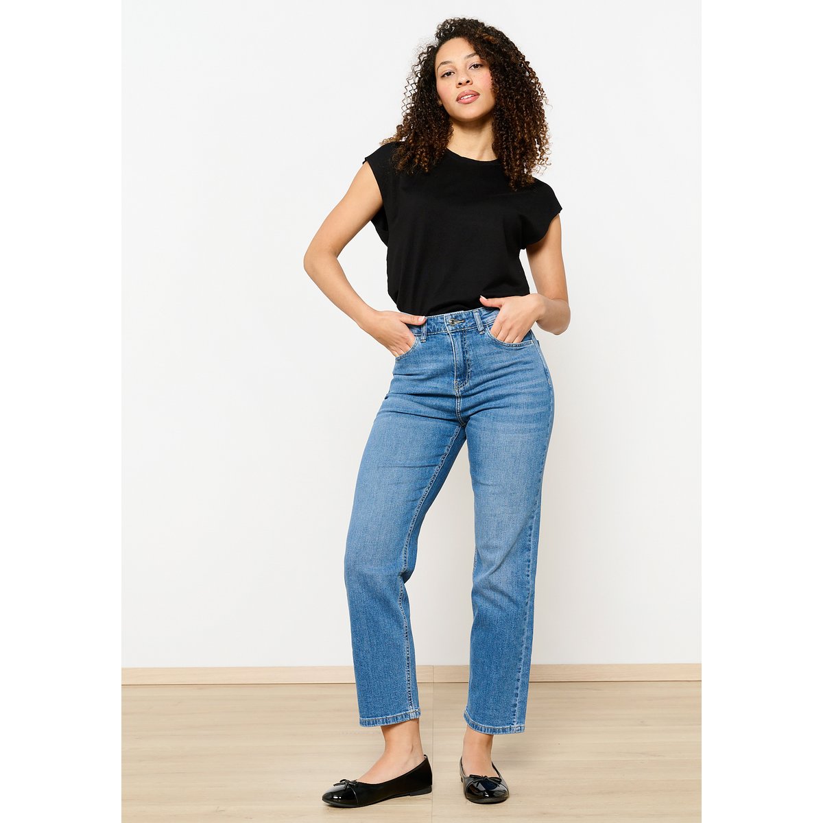 Jean droit taille haute medium blue, LOLALIZA