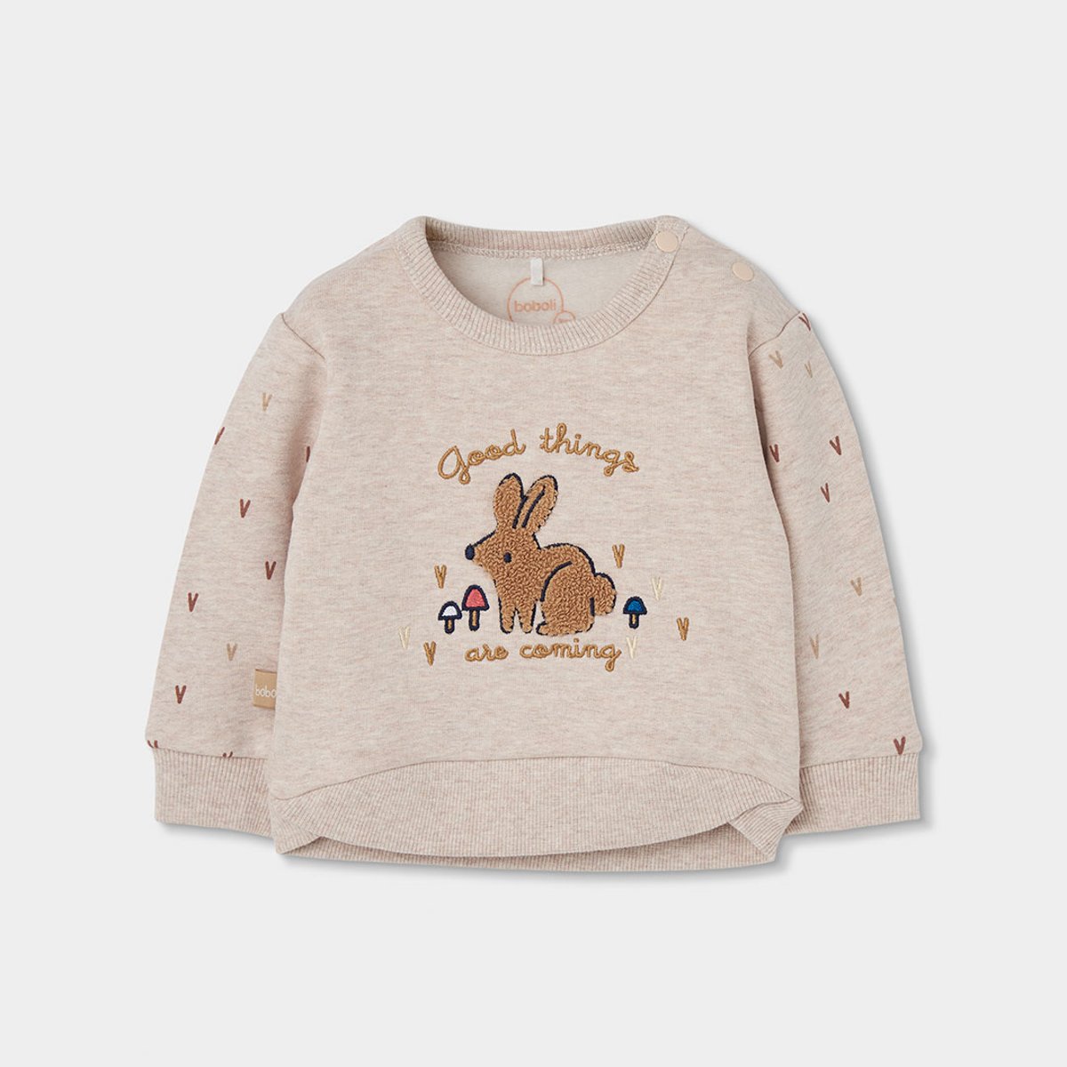 Ensemble maille bébé fille broderie lapin marron, BOBOLI