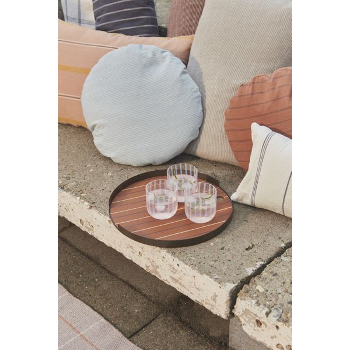 Dessous de verre en acier à rayures LIVING brun, OYOY LIVING DESIGN