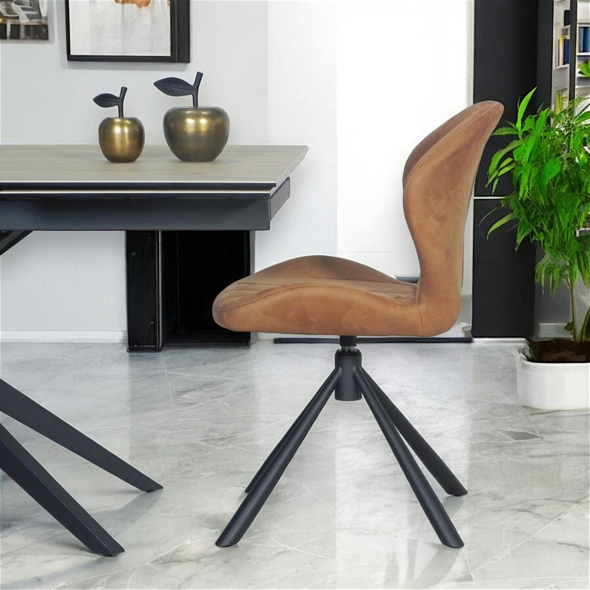 Chaise pivotante caramel avec dossier courbe, (lot de 2) LOMBARDIE marron, PIER IMPORT
