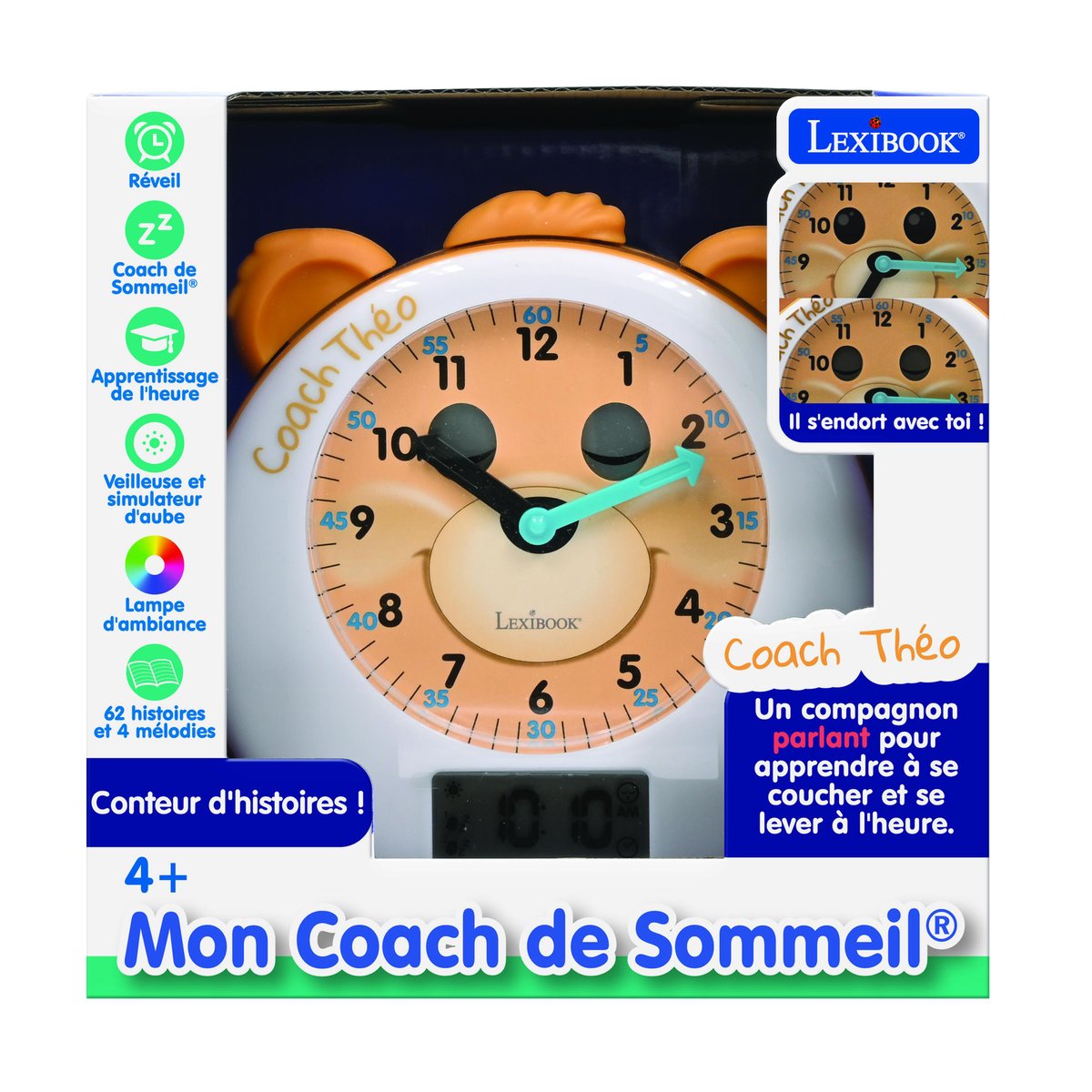 THEO mon Réveil Éducatif Coach de Sommeil blanc, LEXIBOOK