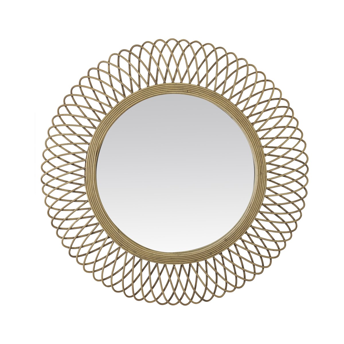 Miroir rond en rotin naturel 82x82cm beige, EMDE