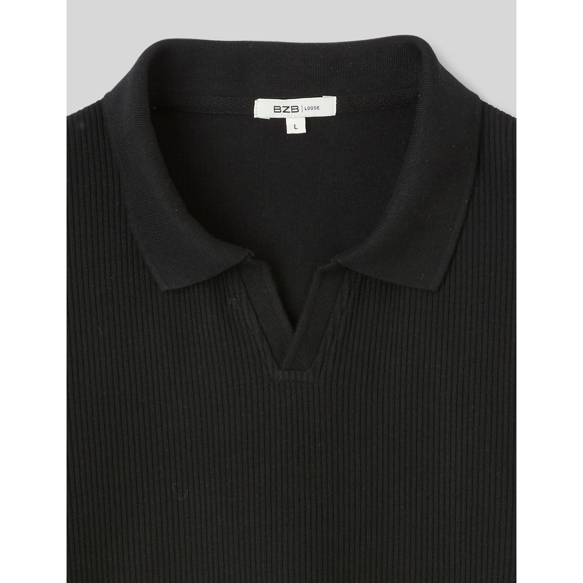 Polo maille côtelée noir, BZB