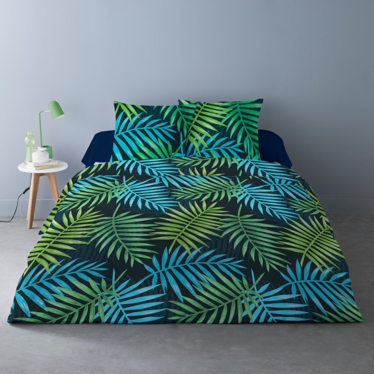 Housse de couette 240x220 DAGO + 2 taies 100% coton bleu, DECORATIE