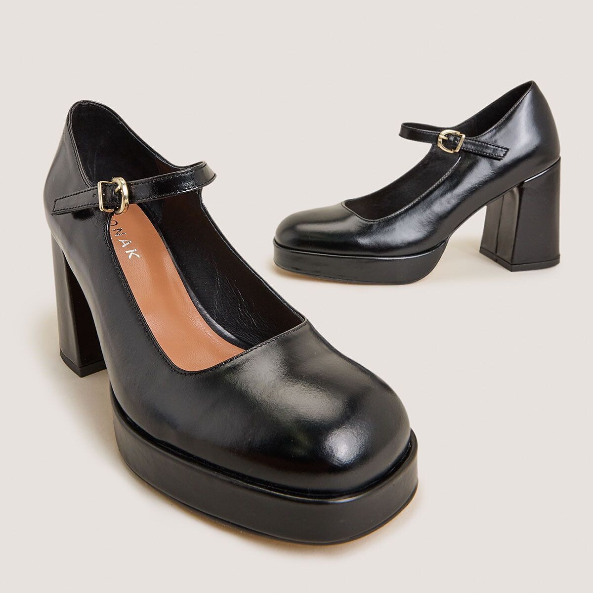 Scarpette in pelle con tacco, VERITOX nero , JONAK