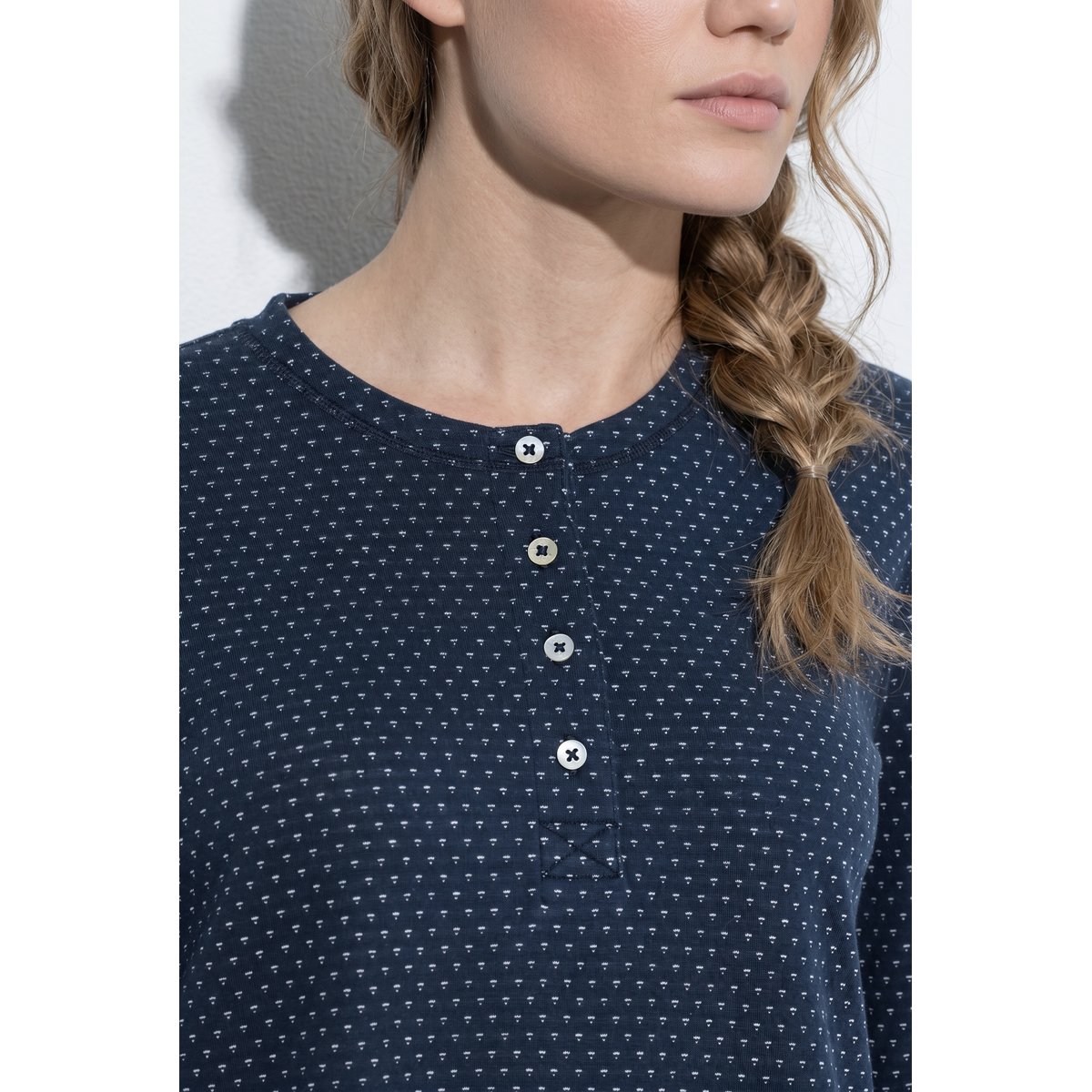 T-shirt en coton bio, cœurs / rayures marine, ULLA POPKEN