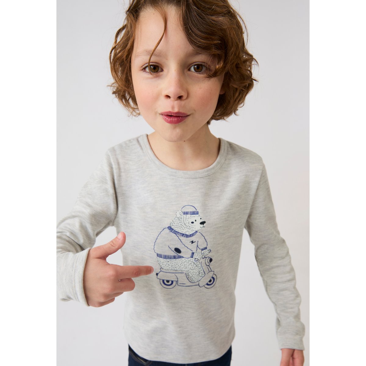 T-shirt Thermolactyl enfant sérigraphie danse gris imp. ourson, DAMART