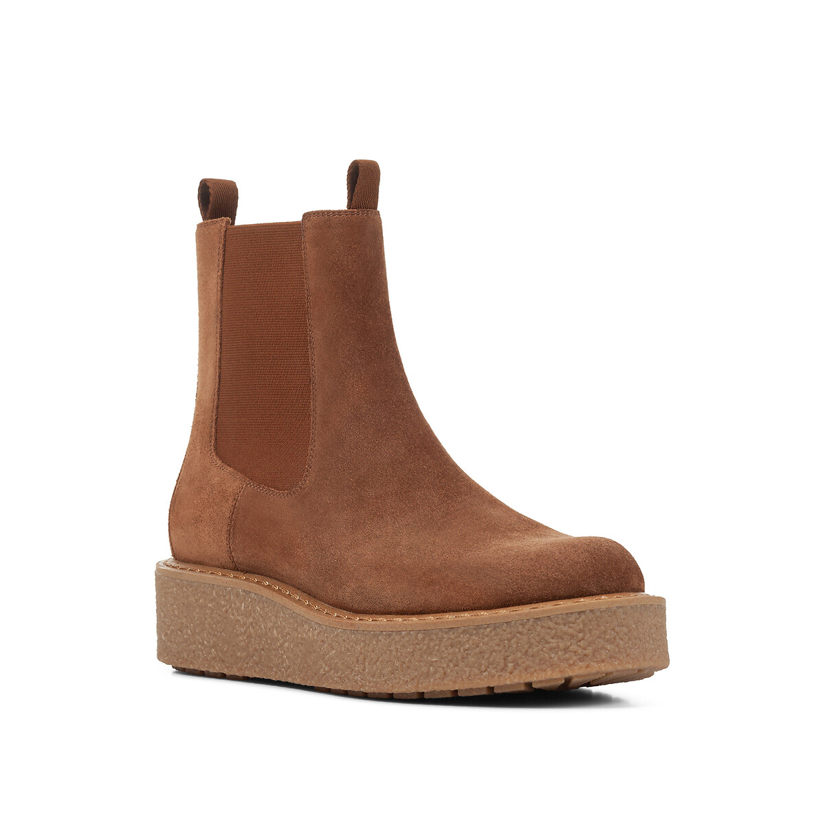 Boots cuir chelsea Elidea, semelle crêpe camel, GEOX