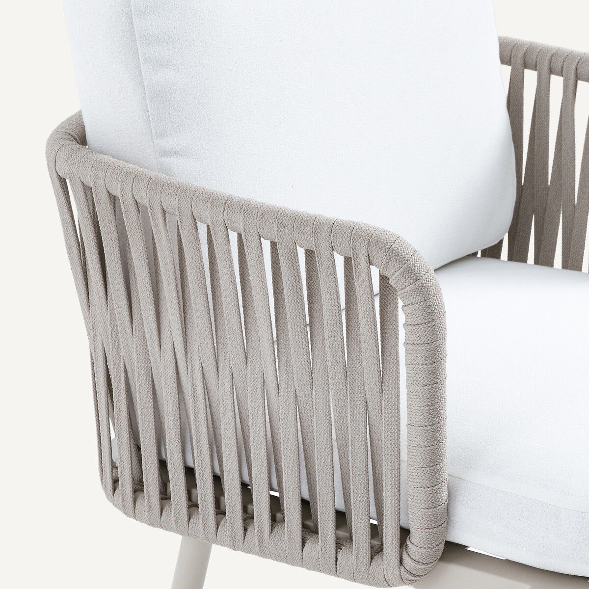 Fauteuil de table en sangles tressées, LEANDRA naturel/blanc, AM.PM