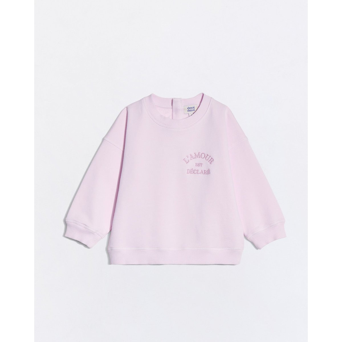 Sweat L'amour est déclaré brodé rose garment dye, EMOI EMOI