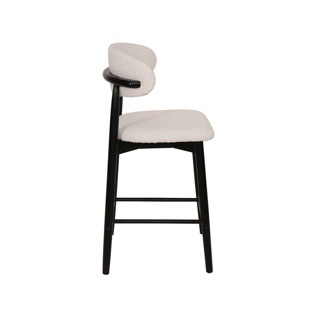 Tabouret de bar bois d'hévéa et tissu bouclette (lot de 2)  PAOLA noir, SWEEEK