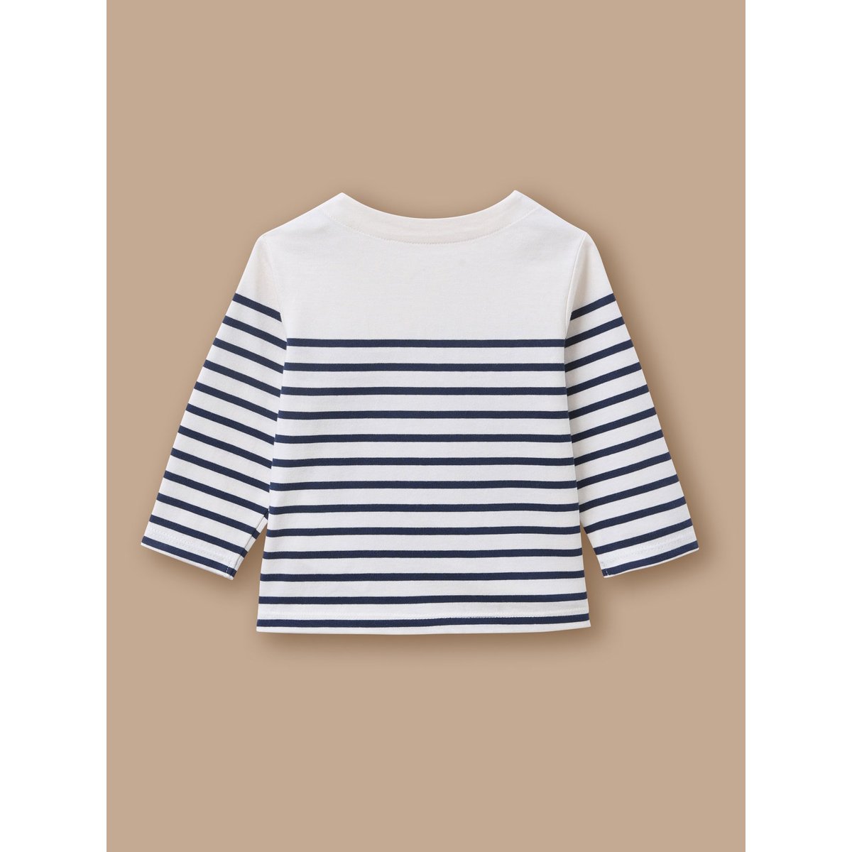 T-shirt marinière boutonné rayure marine/ecru, CYRILLUS
