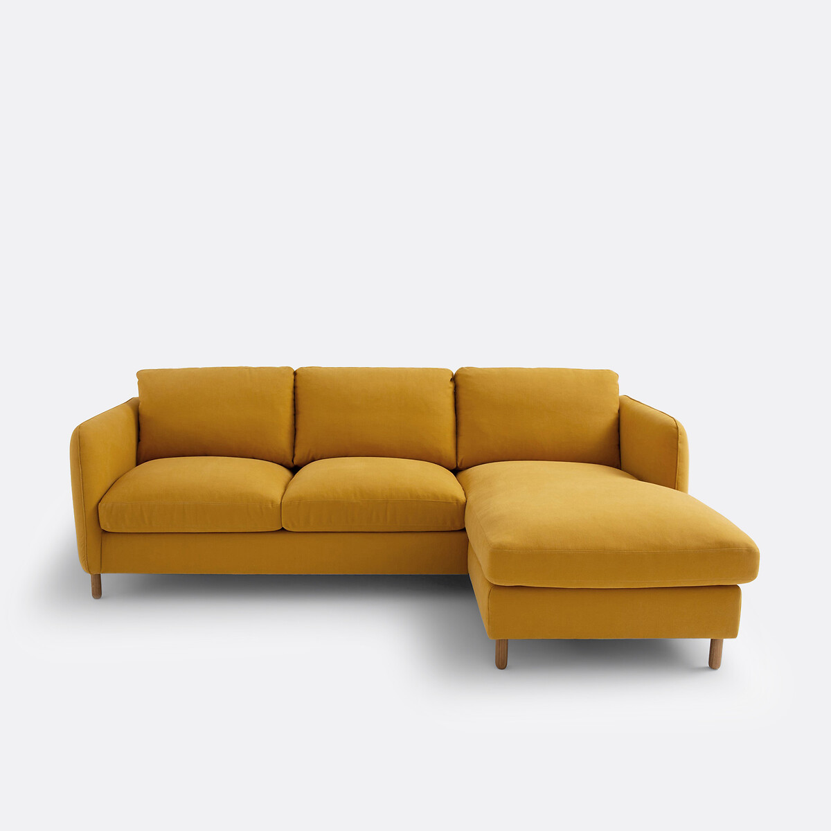 Ecksofa LOMÉO, 4-Sitzer, aus Baumwolle und Leinen senfgelb, LA REDOUTE INTERIEURS