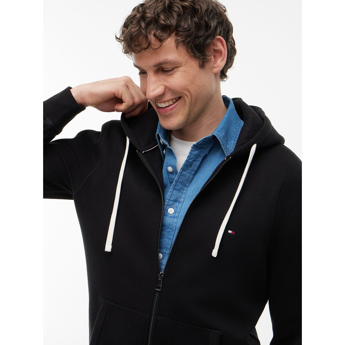 Sweat à capuche, à poche, Core Essential noir, TOMMY HILFIGER