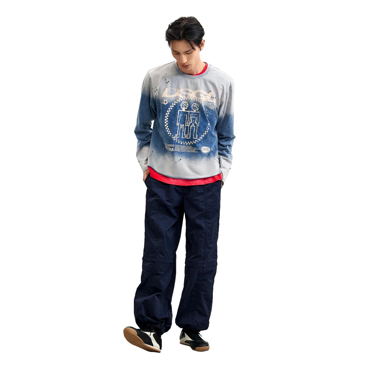 T-shirt imprimé logoo bleu, DESIGUAL