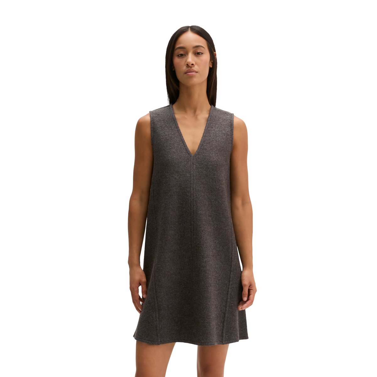 Mini-robe sans manches au style décontracté en laine bouillie marron, MARC O'POLO