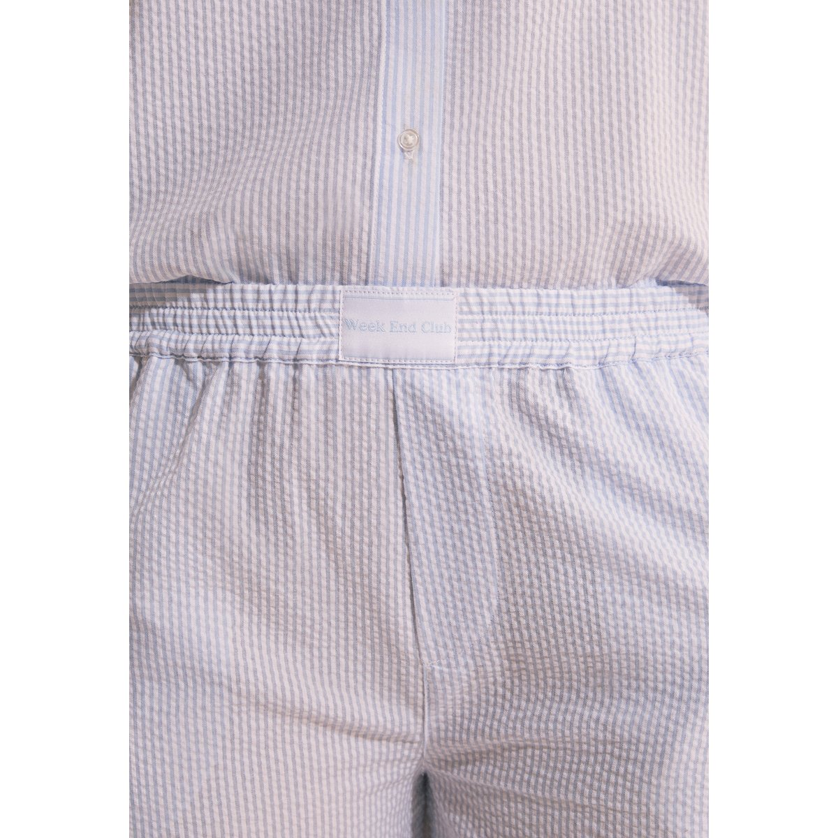 Pantalon de pyjama avec coton gaufré BETTINA bleu, ETAM