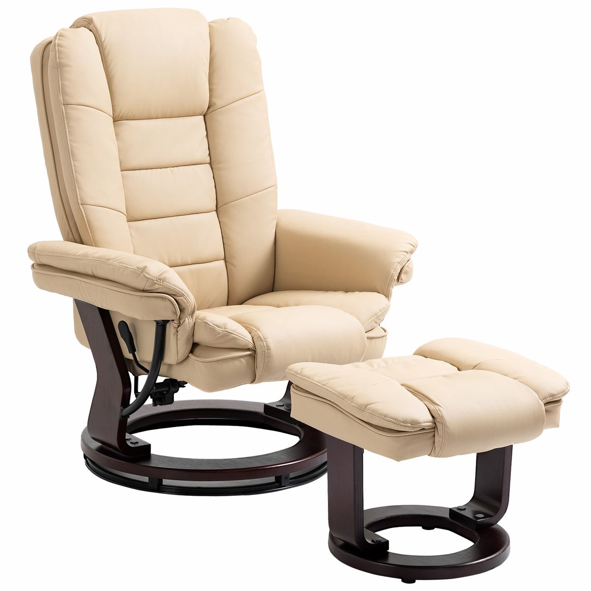 Fauteuil inclinable avec repose-pieds beige, HOMCOM