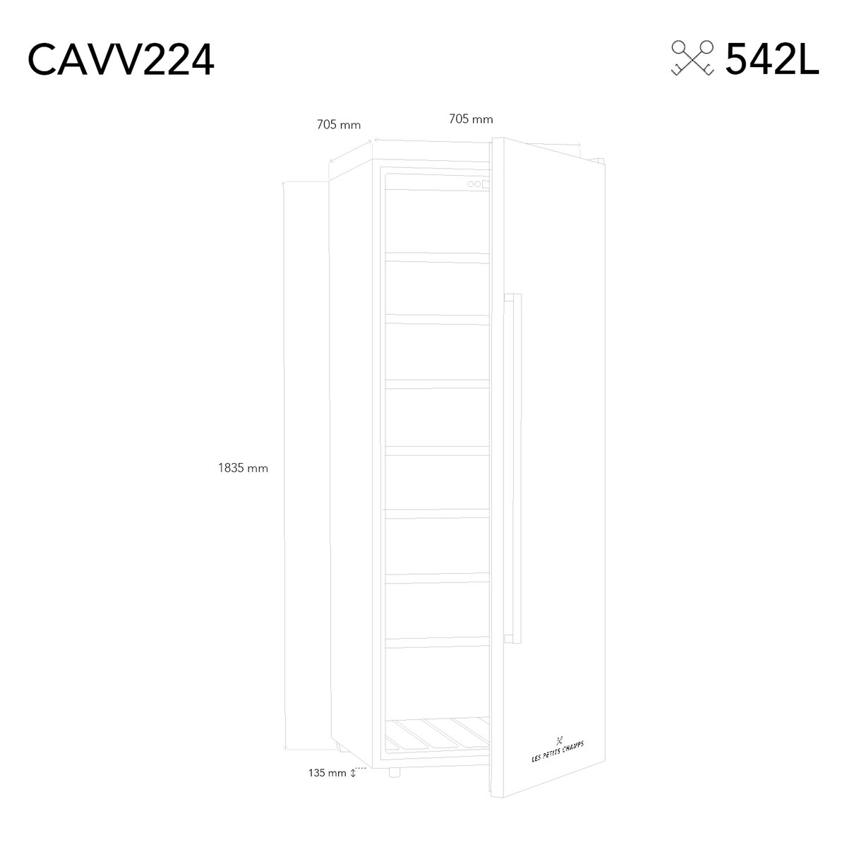 cave de vieillissement 224 bouteilles - cavv224 noir, H.KOENIG