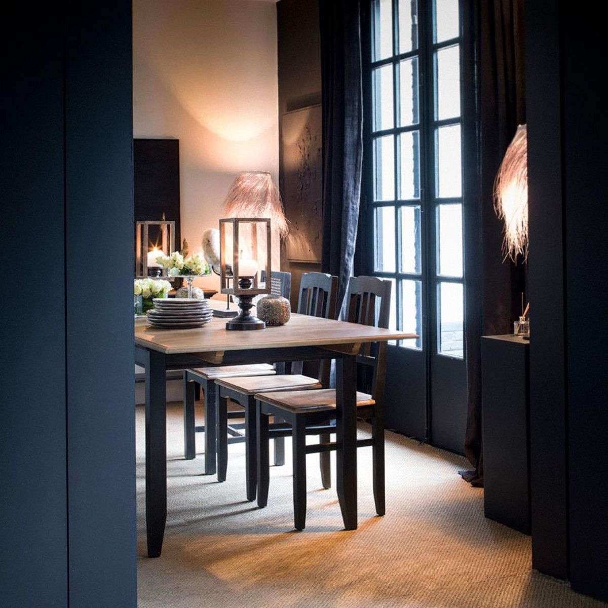 Table rectangulaire extensible - ESQUISSE noir, INTERIOR'S