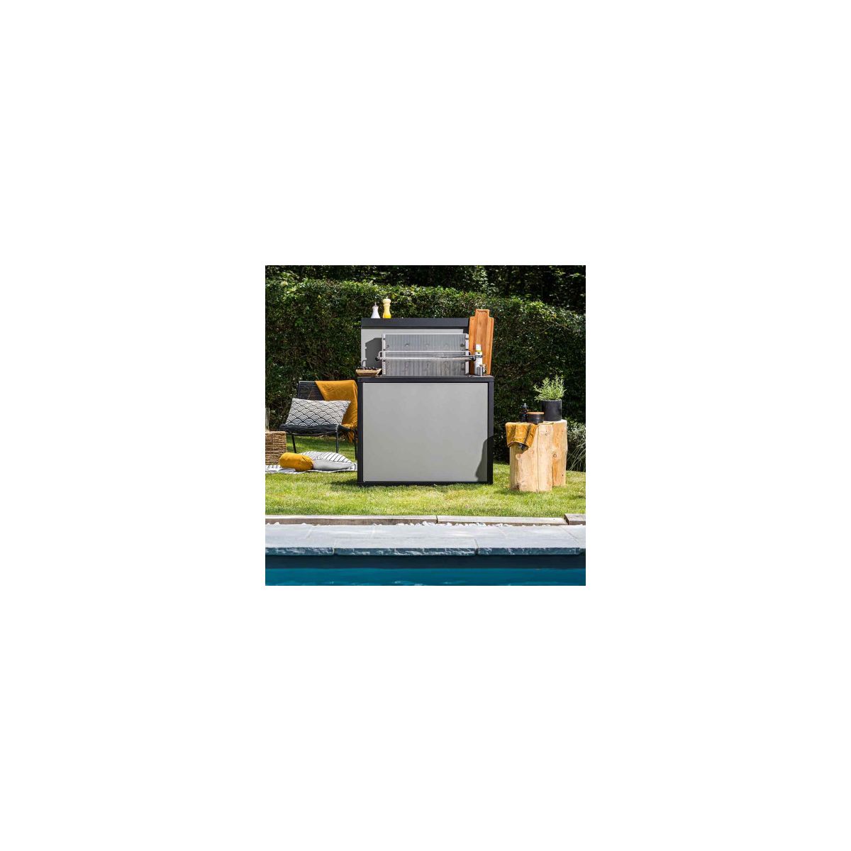 Barbecue charbon 961.66 inox encastrable 57 cm argent, FORGE ADOUR