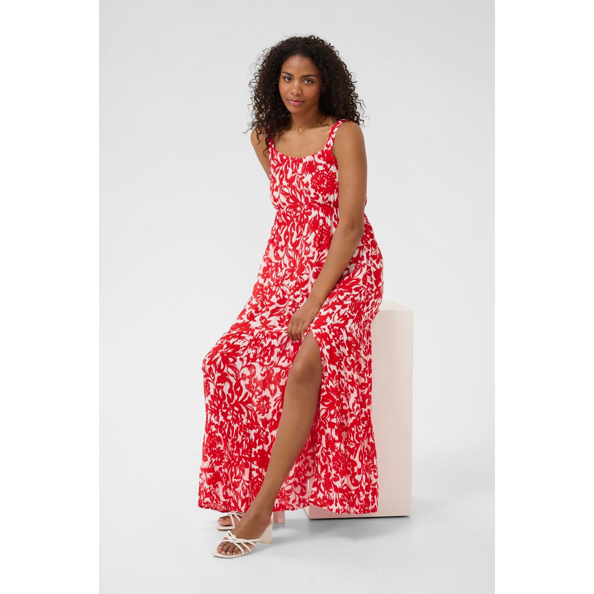 Robe rouge flower print, KAFFE