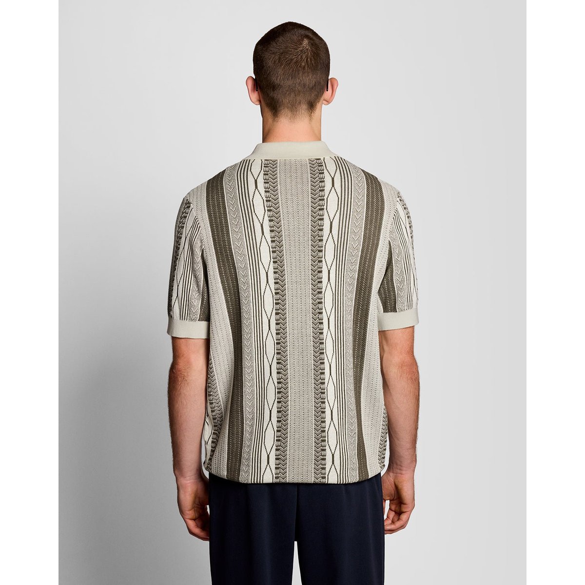 Polo jacquard en maille beige glace/ kaki cendré, LYLE & SCOTT
