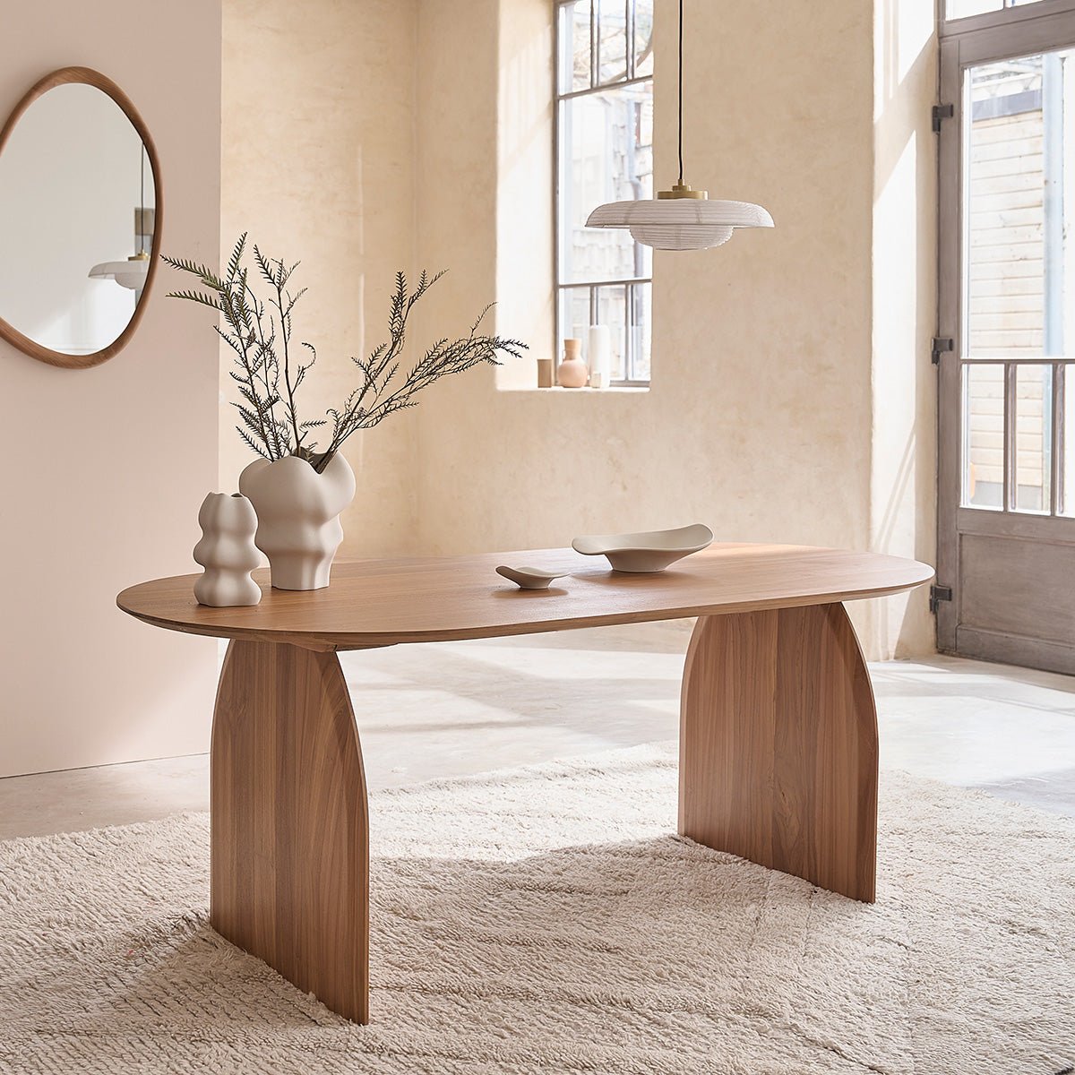 Table en bois de teck 6/8 pers.  LÉONIE naturel, BERAH GETAH