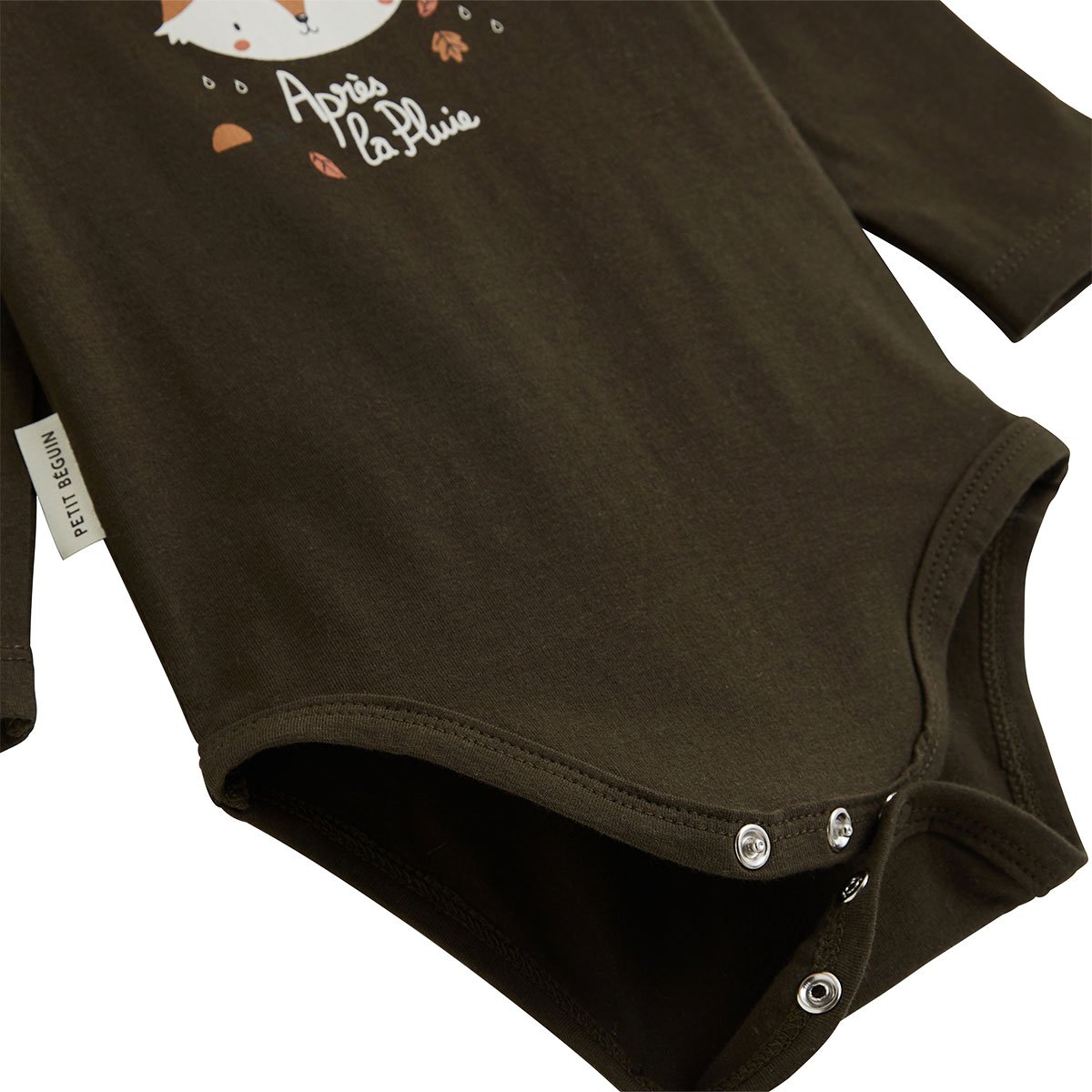 Lot de 3 bodies bébé manches longues Ginkgo vert, PETIT BEGUIN