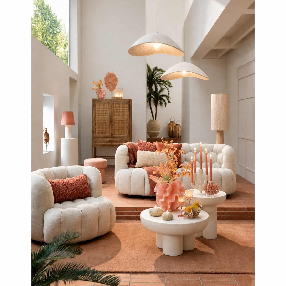 Lampe Suspendue Papier LONIA crème, LIGHT & LIVING