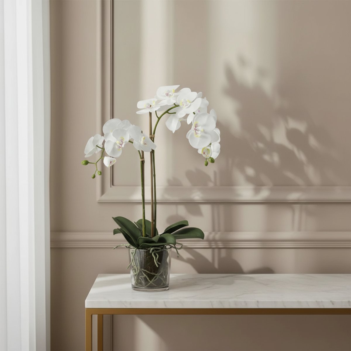 Orchidée artificielle en terre H70 blanc, SIA DECO