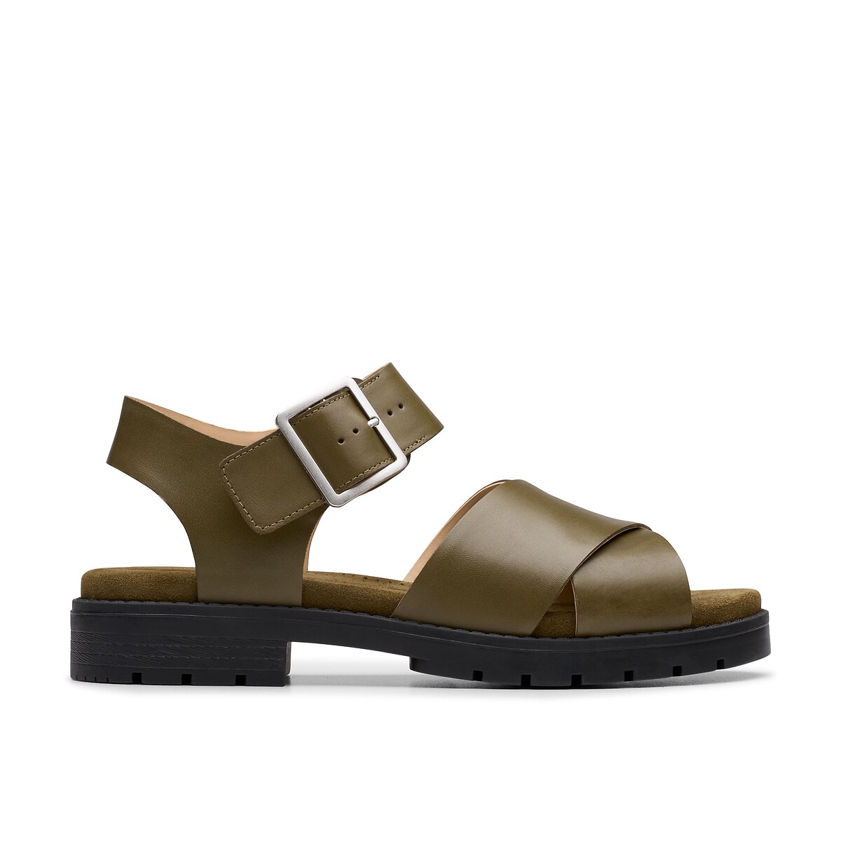 Orinocco Cross Leather Sandals olive, CLARKS