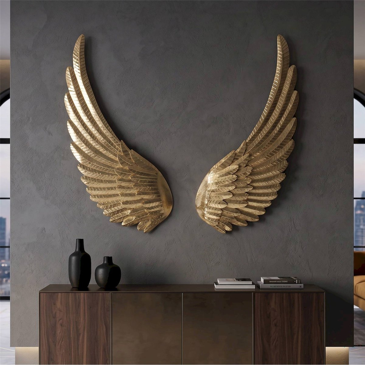 Panneaux muraux ailes en fer relief 3d GLAM doré, RECOLLECTION