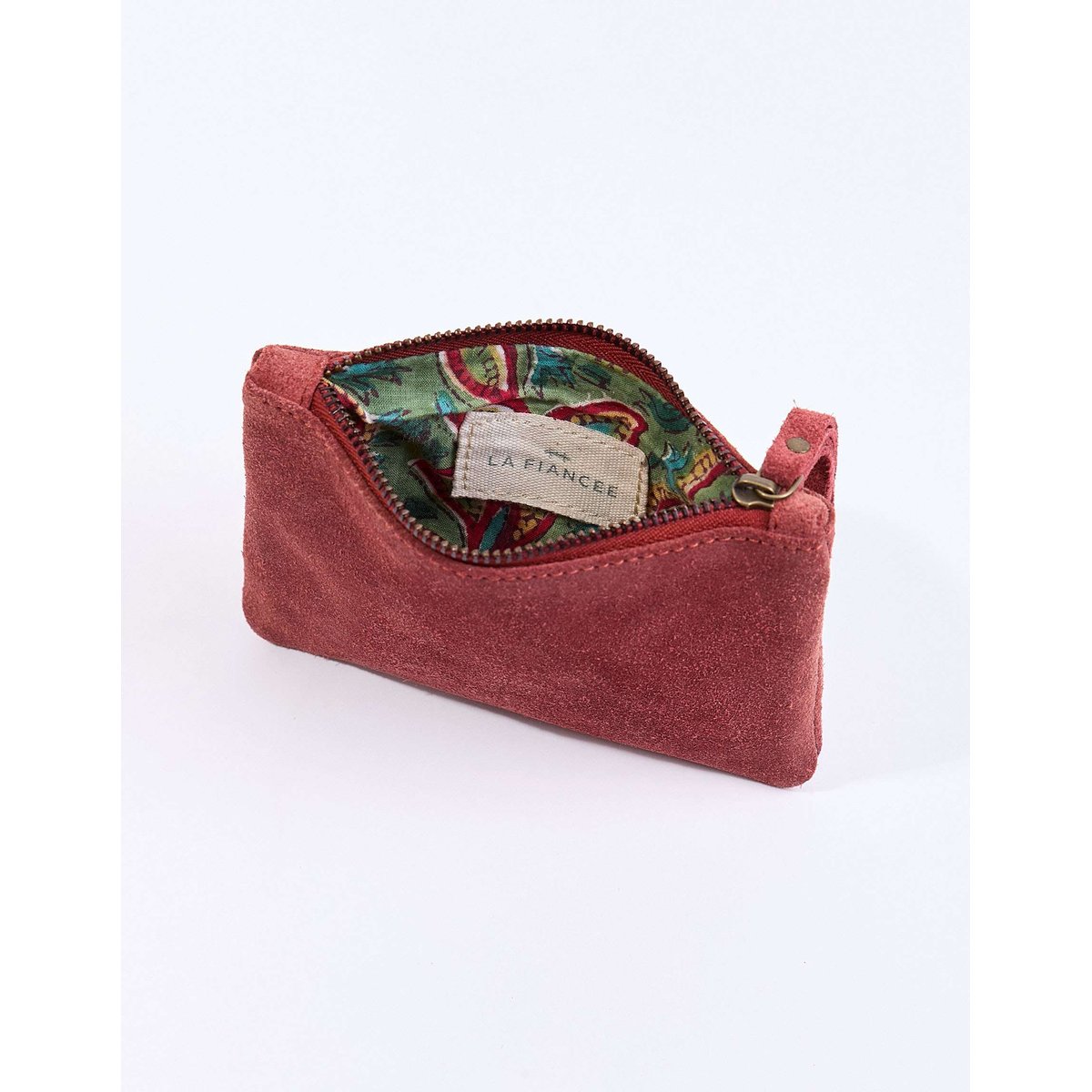 Petite pochette zippée en Suede de cuir YADAV rouge yadav, LA FIANCÉE