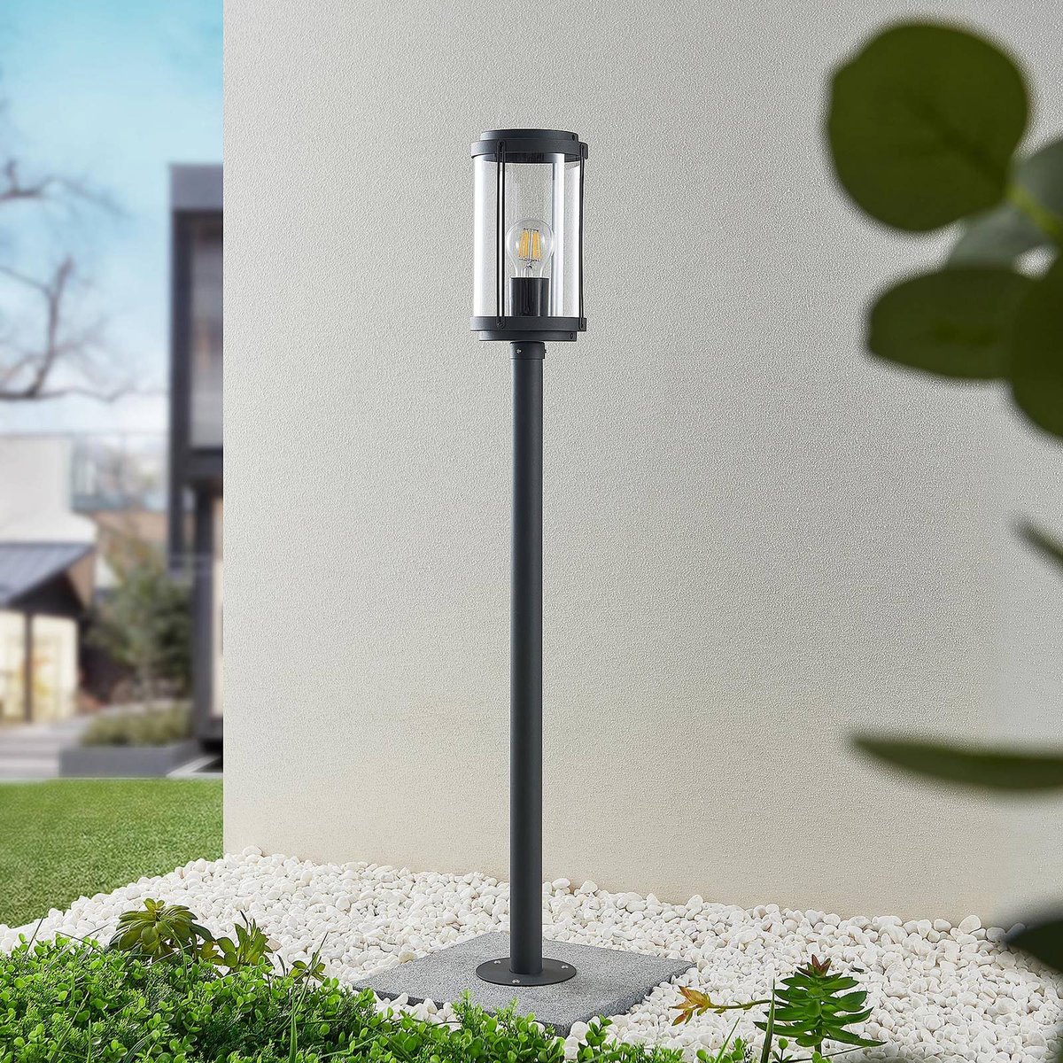 Luminaire extérieur en aluminium moderne gris foncé, transparent, LINDBY