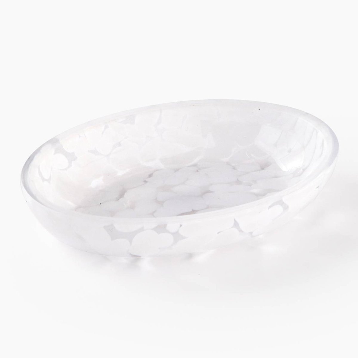 Porte savon, 13,8x10x2,5cm, en verre tacheté blanc, MONOPRIX